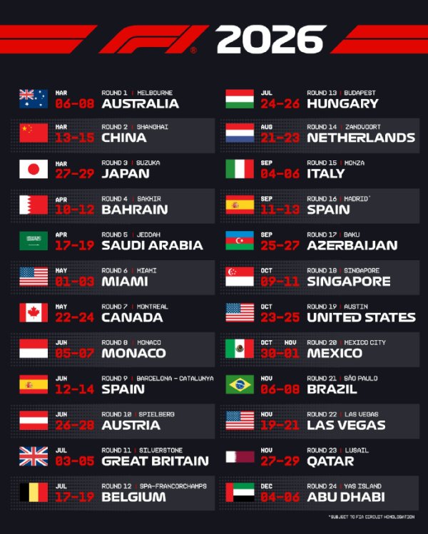正规的股票配资平台 F1官宣2026赛季赛历，F1中国大奖赛3月13日上海开跑